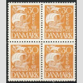 FRIMRKER DANMARK | 1927 - AFA 172 - Karavel 30 re gul i 4-blok - Postfrisk