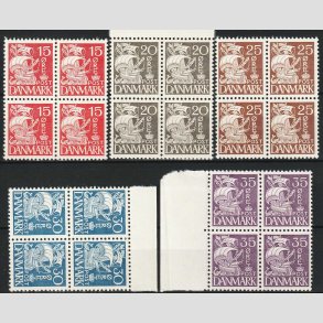 FRIMRKER DANMARK | 1937-40 - AFA 203a-207a - Karavel i 4-blokke - Postfrisk