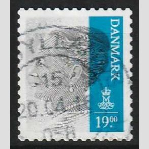 FRIMRKER DANMARK | 2014 - AFA 1802 - Dronning Margrethe II - 19,00 Kr. gr/mrkbl - Pnt Stemplet 