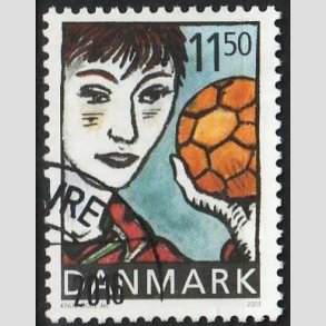 FRIMRKER DANMARK | 2002 - AFA 1345 - Sport og ungdom - 11,50 Kr. Hndbold - Pnt Stemplet