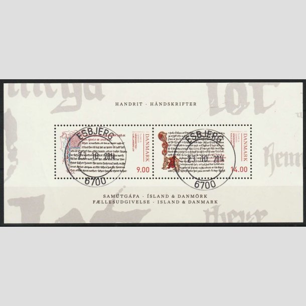 FRIMRKER DANMARK | 2014 - AFA 1793A - Hndskrifter - Miniark 23,00 Kr. flerfarvet - Pragt Stemplet