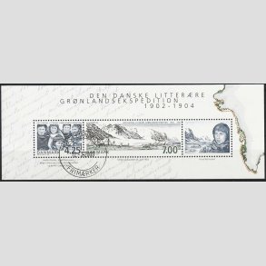 FRIM�RKER DANMARK | 2003 - AFA 1348 - Gr�nlandsekspedition - 11,25 Kr. miniark - P�nt Stemplet