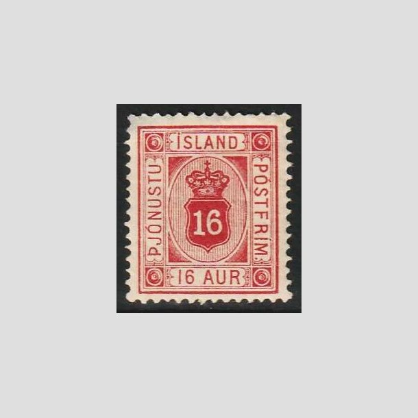 FRIMRKER ISLAND | 1876-95 - AFA 6 - Tjeneste - 16 aur karmin tk. 14 - Ubrugt
