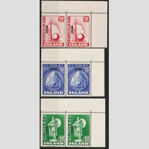 FRIMRKER ISLAND | 1940 - AFA 219-221 - Verdensudstilling overtryk 1940 - 20-45 aur i par- Postfrisk