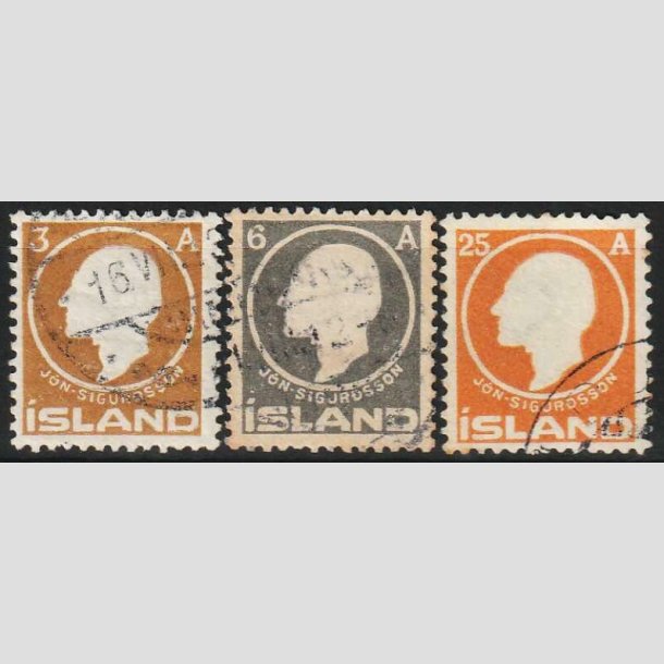 FRIMRKER ISLAND | 1911 - AFA 64,66,68 - Jn Sigurdsson - 3,6,25 aur - Stemplet