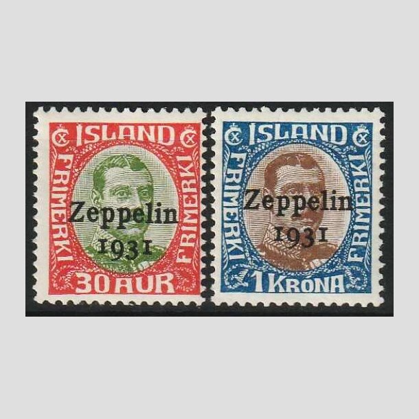 FRIMRKER ISLAND | 1931 - AFA 147+148 - Zeppelin - 30 aur + 1 kr. overtryk Zeppelin - Ubrugt