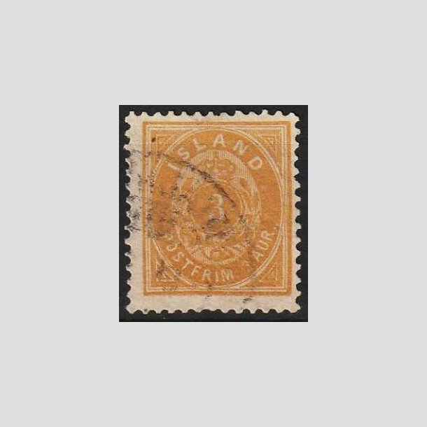 FRIMRKER ISLAND | 1896-97 - AFA 12B - 3 aur gul "lille 3 tal" tk. 12 3/4 - Stemplet