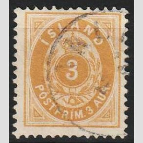 FRIMRKER ISLAND | 1901 - AFA 22 - 3 aur gul tk. 12 3/4 - Stemplet