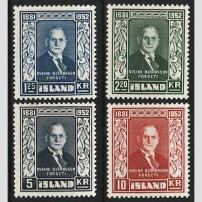 FRIMRKER ISLAND | 1952 - AFA 282-284 - Sveinn Bjrnsson - 1,25-10 Kr. i st - Postfrisk