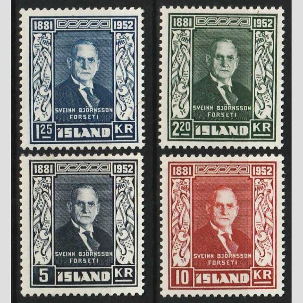 FRIMRKER ISLAND | 1952 - AFA 282-284 - Sveinn Bjrnsson - 1,25-10 Kr. i st - Postfrisk