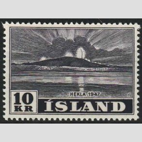 FRIMRKER ISLAND | 1948 - AFA 254 - Hekla i udbrud - 10 kr. mrklilla - Ubrugt