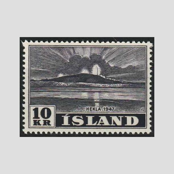 FRIMRKER ISLAND | 1948 - AFA 254 - Hekla i udbrud - 10 kr. mrklilla - Ubrugt