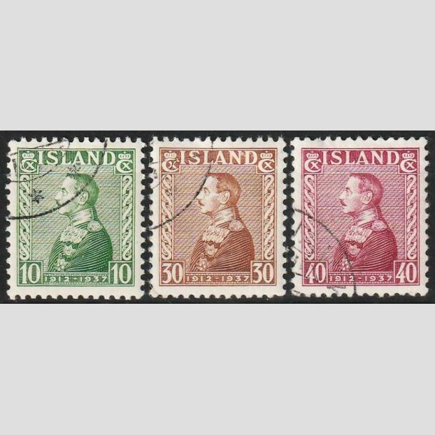 FRIMRKER ISLAND | 1937 - AFA 187-89 - Chr. X Slvjubilum - 10-40 aur - Stemplet