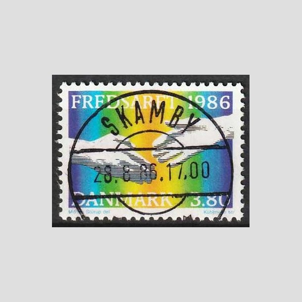 FRIMRKER DANMARK | 1986 - AFA 857 - FNs fredsr - 3,80 Kr. flerfarvet - Lux Stemplet Skamby