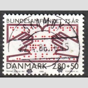 FRIMRKER DANMARK | 1986 - AFA 853 - Dansk Blindesamfund 75 r. - 2,80 Kr. + 50 re -  Lux Stemplet
