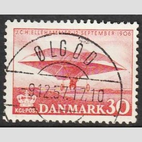 FRIM�RKER DANMARK | 1956 - AFA 366 - Ellehammer - 30 �re r�d - Pragt Stemplet �lgod