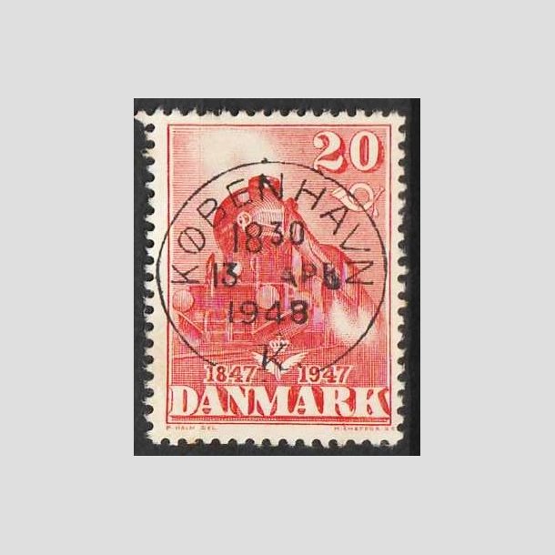 FRIMRKER DANMARK | 1947 - AFA 303 - Danske jernbane 100 r - 20 re rd - Pragt Stemplet