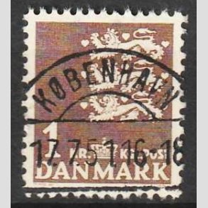 FRIMRKER DANMARK | 1946-47 - AFA 293 - Rigsvben 1,00 Kr. brun - Lux Stemplet 