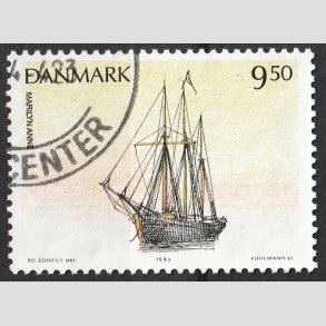 FRIM�RKER DANMARK | 1993 - AFA 1048 - Sejlskibe - 9,50 Kr. flerfarvet - P�nt Stemplet