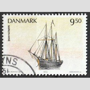 FRIM�RKER DANMARK | 1993 - AFA 1048 - Sejlskibe - 9,50 Kr. flerfarvet - P�nt Stemplet