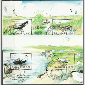 FRIM�RKER DANMARK | 1999 - AFA 1228,1231 | Danske tr�kfugle - Miniark I og II - P�nt stemplet