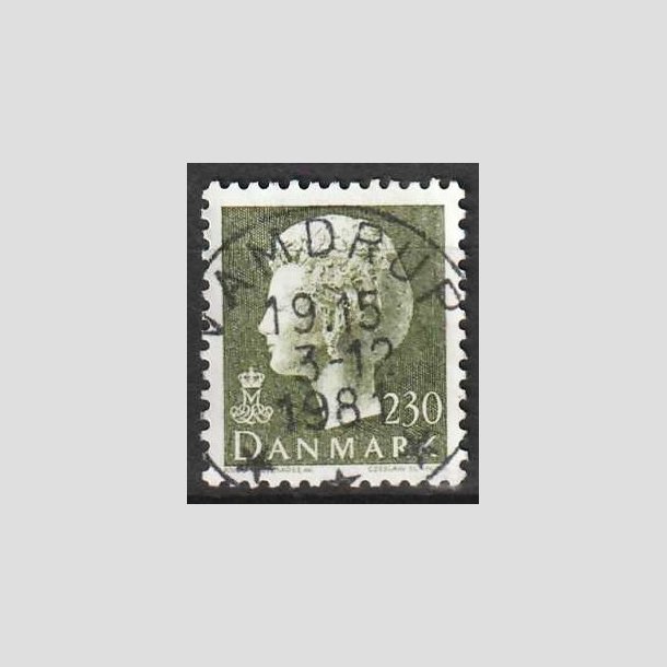 FRIMRKER DANMARK | 1981 - AFA 716 - Dronning Margrethe - 230 re sortgrn - Pragt Stemplet Vamdrup