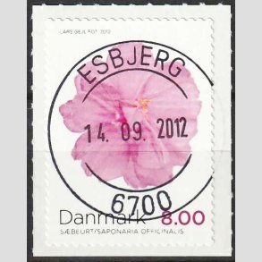 FRIM�RKER DANMARK | 2012 - AFA 1715 - Efter�rsblomster - 8,00 Kr. flerfarvet - Pragt Stemplet