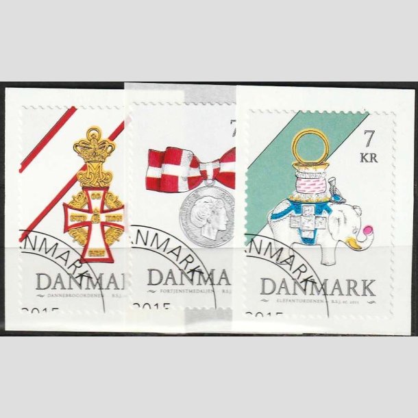 FRIMRKER DANMARK | 2015 - AFA 1812-14 - Danske ordener - 7,00 Kr. flerfarvet i st - Flot Stemplet