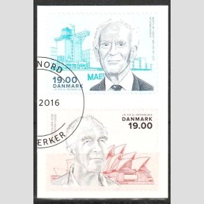FRIMRKER DANMARK | 2016 - AFA 1852-53 - Store danskere - 2 x 19,00 Kr. - Pnt Stemplet