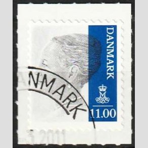 FRIMRKER DANMARK | 2011 - AFA 1645E - Dronning Margrethe - 11,00 Kr. gr/mrkbl - Stemplet