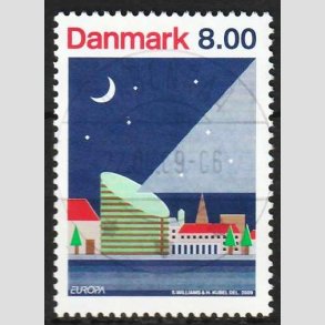 FRIM�RKER DANMARK | 2009 - AFA 1577 - Astronomi - 8,00 Kr. flerfarvet p� klip - P�nt Stemplet 