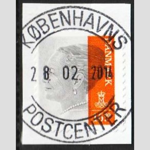 FRIMRKER DANMARK | 2013 - AFA 1737 - Dronning Margrethe - 16 Kr. gr/orange - Pragt Stemplet 