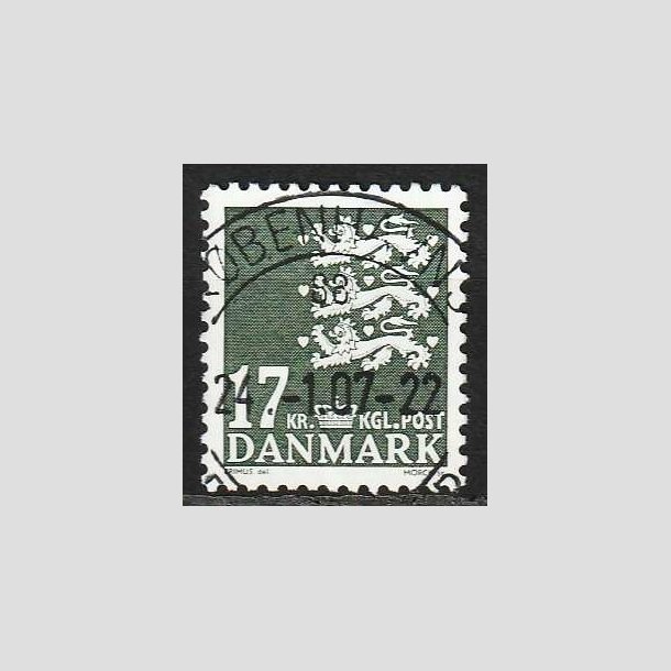FRIMRKER DANMARK | 2006 - AFA 1454 - Lille Rigsvben - 17,00 Kr. mrkgrn - Pragt stemplet 