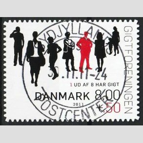 FRIMRKER DANMARK | 2011 - AFA 1646Ea - Gigtforeningen - 8,00 Kr. + 0,50 Kr. - Pragt Stemplet