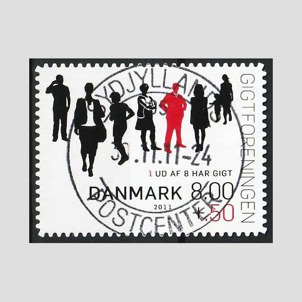 FRIMRKER DANMARK | 2011 - AFA 1646Ea - Gigtforeningen - 8,00 Kr. + 0,50 Kr. - Pragt Stemplet