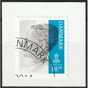 FRIMRKER DANMARK | 2014 - AFA 1763 - Dronning Margrethe II - 18,00 Kr. gr/mrkbl - Flot Stemplet