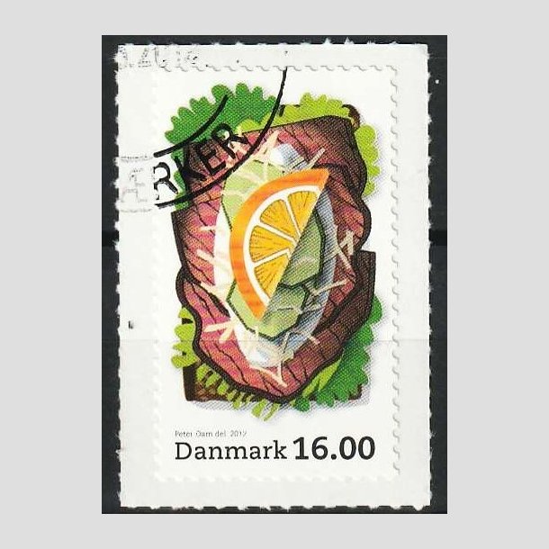 FRIMRKER DANMARK | 2012 - AFA 1704 - Smrrebrd - 16,00 Kr. flerfarvet - Pnt Stemplet 