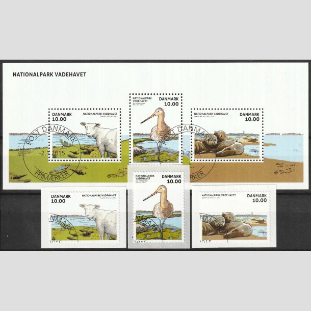 FRIMRKER DANMARK | 2015 - AFA 1807-10A - Nationalpark Vadehavet - Miniark + st - Pragt Stemplet