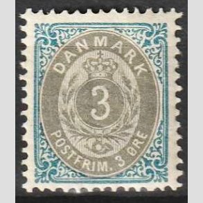 FRIM�RKER DANMARK | 1902 - AFA 22C - 3 �re bl�/gr� - Ubrugt