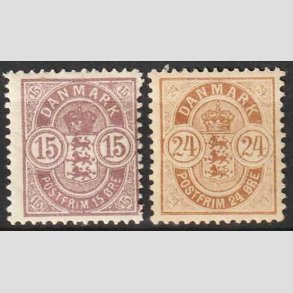 FRIM�RKER DANMARK | 1901-02 - AFA 38+39 - 15 + 24 �re - Ubrugt