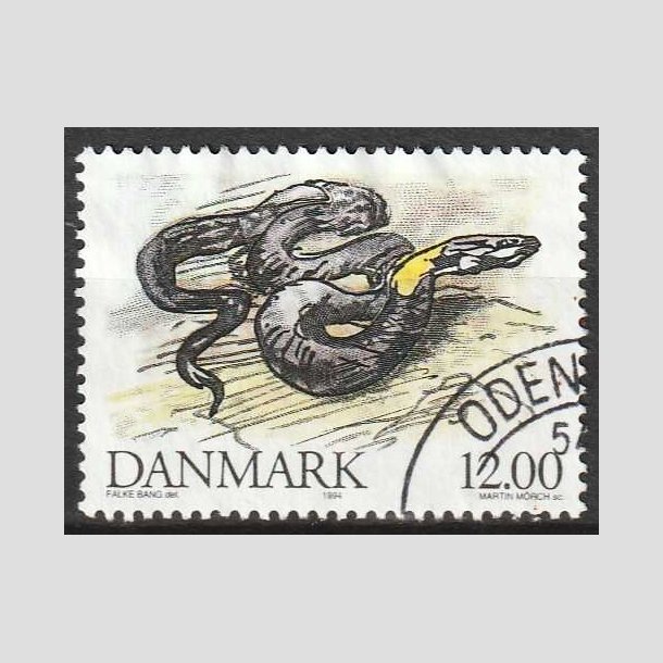 FRIMRKER DANMARK | 1994 - AFA 1080 - Truede danske dyr - 12,00 Kr. snog - Pnt Stemplet