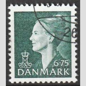 FRIMRKER DANMARK | 1999 - AFA 1203 - Dronning Margrethe II - 6,75 Kr. grn - Flot hjrnestemplet
