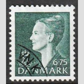FRIMRKER DANMARK | 1999 - AFA 1203 - Dronning Margrethe II - 6,75 Kr. grn - Flot hjrnestemplet