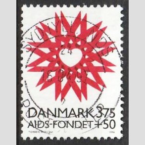 FRIMRKER DANMARK | 1996 - AFA 1130 - AIDS-Fondet - 3,75 Kr. + 50 re rd/sort - Pragt Stemplet