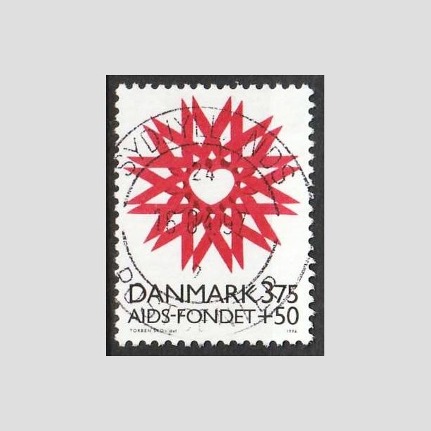 FRIMRKER DANMARK | 1996 - AFA 1130 - AIDS-Fondet - 3,75 Kr. + 50 re rd/sort - Pragt Stemplet