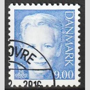 FRIMRKER DANMARK | 2009 - AFA 1561 - Dronning Margrethe II - 9,00 kr. bl - Pnt Stemplet