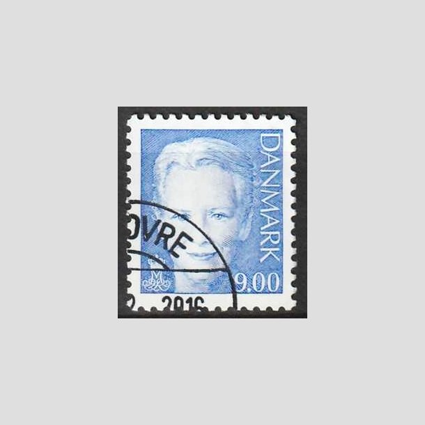 FRIMRKER DANMARK | 2009 - AFA 1561 - Dronning Margrethe II - 9,00 kr. bl - Pnt Stemplet
