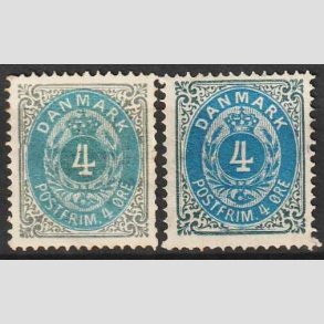 FRIM�RKER DANMARK | 1875 - AFA 23+23y - 4 �re gr�/bl� - Ubrugt (LIML�SE)