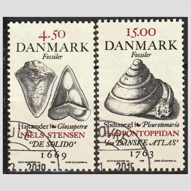 FRIMRKER DANMARK | 1998 - AFA 1192+94 - Fossiler - 4,50 + 15,00 Kr. - Pnt Stemplet