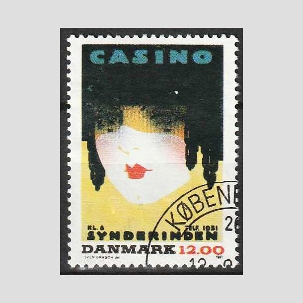 FRIMRKER DANMARK | 1991 - AFA 1002 - Dansk Plakatkunst - 12,00 Kr. flerfarvet - Pnt Stemplet 